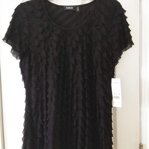Black ruffled short sleeve top